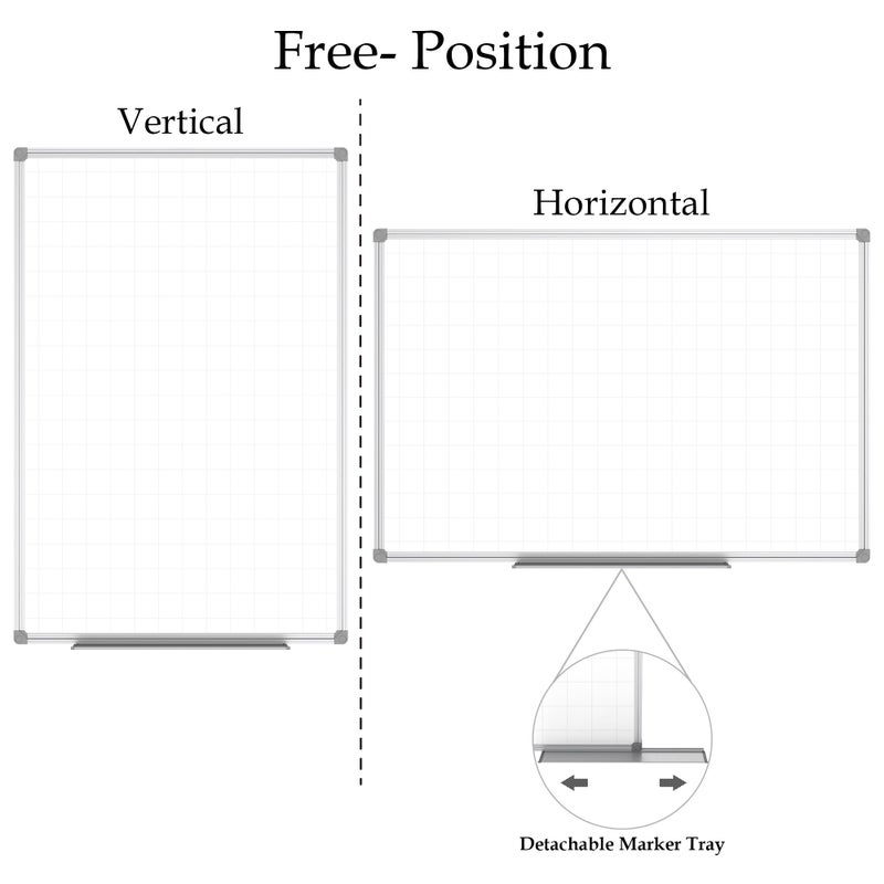 JILoffice Magnetic Dry Erase Planning Board, Grid Pattern White Board 36 x 24 Inch, Silver Aluminum Frame with Detachable Marker Tray for Office School and Home - Image 2